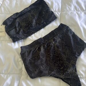 Acacia Swimwear Sage Python Bikini top m new bottom L worn